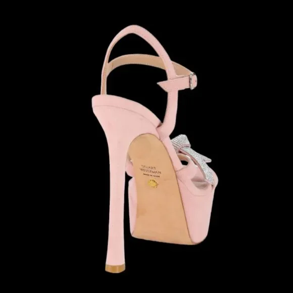 Stuart Weitzman Mega Crystal Bow Platform Sandals Color: Ballet New: Never Worn - Picture 10 of 13